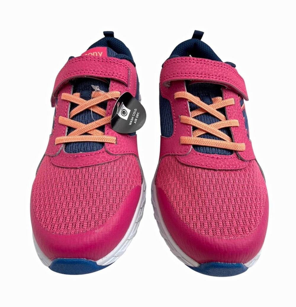 Saucony Unisex Kids Athletic Sneaker Pink/Navy Hook & Loop US 2M EU 33.5